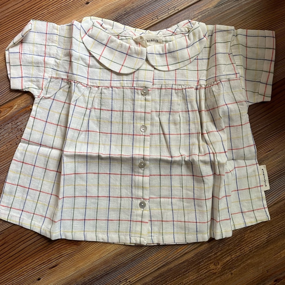 Piupiuchick Peter Pan Collar Checkered Kids Shirt